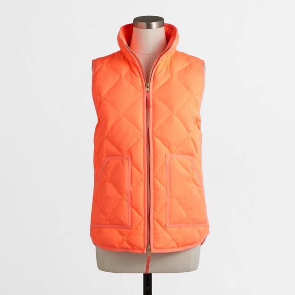 J. Crew Neon Orange Down Quilted Puffer Vest